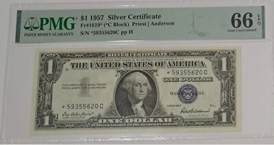 1957 One Dollar USA SILVER CERTIFICATE STAR NOTE SN# *59335620C PMG 66 EPQ - Image 1 of 4