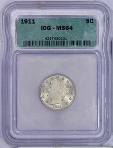 1911 Liberty V Nickel 5c ICG MS64 - Old Holder - Picture 1 of 2