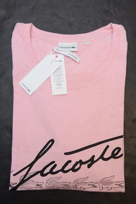 Camiseta para hombre Lacoste TH9118 rosa 100 % algodón grande y alta 4XLB EU 11R Foto 1 de 4