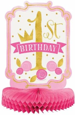 Centro de mesa 1er cumpleaños oro rosa niñas panal 14" NUEVO Foto 1 de 4