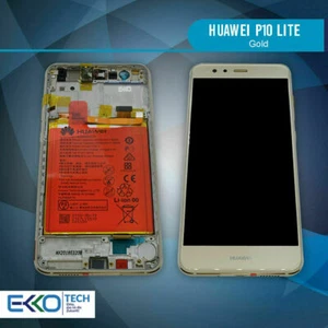 ✅ Huawei P10 Lite LCD Display Bildschirm Gold + Akku Rahmen Original Ware TOP ✅ - Bild 1 von 10