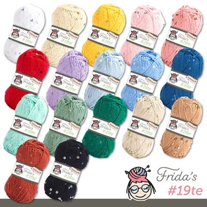 Frida‘s 5 x 50 g #19te Pailletten Baumwolle Wolle Garn Stricken Häkeln 17 Farben - Picture 1 of 35