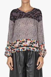 Alessia Santi Beige Floral Printed Blouse Top Polka Dot Long Sleeve S NEW 278324 - Picture 1 of 10