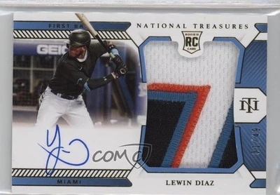 2021 National Treasures Material Signatures Gold /49 Lewin Diaz Rookie Auto RC - Image 1 of 2