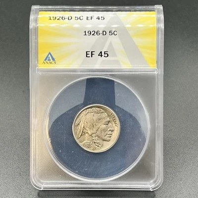1926 D  Buffalo Nickel ANACS XF45 11XBA25 - Image 1 of 4