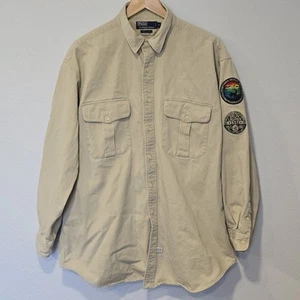 Vintage Polo Ralph Lauren Mens Sportsmen License Respect Wildlife Patch Shirt XL - Picture 1 of 8