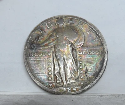 1924 STANDING LIBERTY QUARTER UNGRADED  SEE MY OTHER COIN AUCTIONS - Image 1 of 4