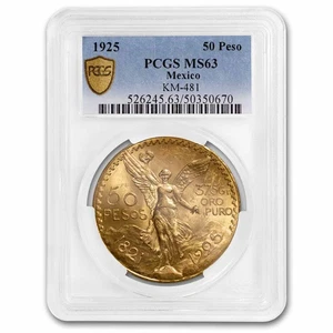 1925 Mexico Gold 50 Pesos MS-63 PCGS - Picture 1 of 3