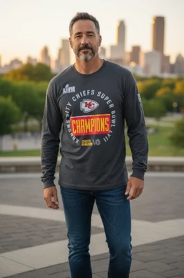 Футболка Nike Kansas City Chiefs Super Bowl LVII серая с длинным рукавом для взрослых большая новая с ценниками - Изображение 1 из 4