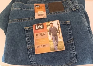Pantalones de mezclilla Lee para hombre nuevos con etiquetas 50 x 32 ajuste regular nuevos elásticos de stock antiguo - Imagen 1 de 3