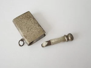 Antikes Streichfeuerzeug BRUDRO 355 Alpaka um 1930-15,6 g/4,6 x 2,3 x 0,8 cm - Bild 1 von 7