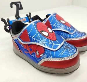 Spiderman Leuchtschuhe Turnschuhe Kleinkind Jungen Größe 7 blau/rot Marvel Superheld - Bild 1 von 10