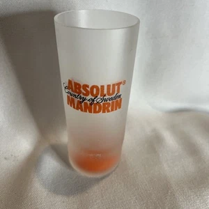 Absolut Mandrin Frosted Double Shot Glass with Orange Lettering & Orange Bottom - Picture 1 of 7