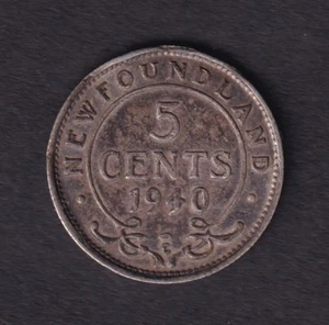 NFLD Newfoundland 1940 5c Five Cent Silver Coin King George VI .925 Silver #2 - Picture 1 of 2