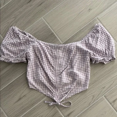 Top corto Hollister Gingham Xsmall púrpura lavanda a cuadros Foto 1 de 4