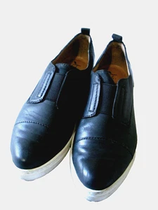 $228 BIALA Black Calf Leather Tennis ITALY Shoes Walking Athleisure EU37 US 7M - Picture 1 of 4
