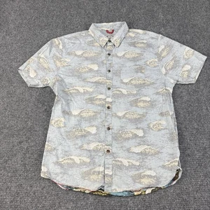 Iron and Resin Hemd Herren Large Blau Wellen Print Kurzarm Hawaii Knopfleiste - Bild 1 von 8
