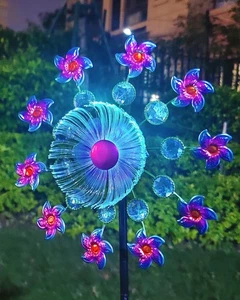 Solar Flower Wind Spinners for Yard and Garden, 40 Inch Solar Windmill Garden... - Picture 1 of 6