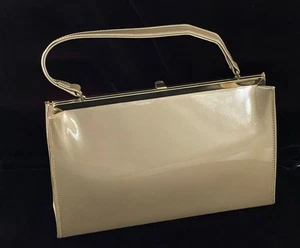 Vintage 50s/1960s Patent Leather Top Handle Handbag Purse Mid-Century MCM - Picture 1 of 10