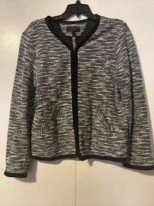 J Crew Blazer Black Tweed Large Wool/Cotton Blend - Picture 1 of 6