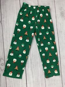 Carters Boys Green Santa Christmas Reindeer Fleece Pajama Pants Bottoms Size 6