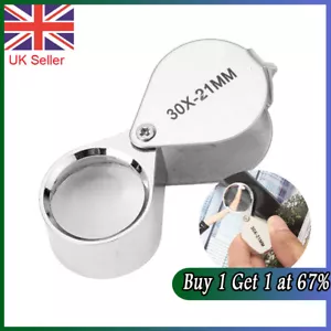 21mm 30x Magnifying Glass Jewellers Loupe Jewellery Eye Lens Magnifier Loop UK - Picture 1 of 11
