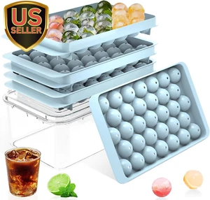 Ice Cube Tray with Lid and Bin – round Ice Cube Trays for Freezer, Bpa-Free F... - Picture 1 of 1