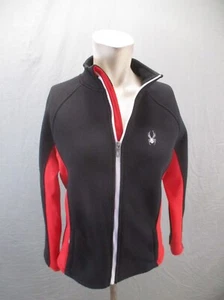 SPYDER Size L (14-16) Girls BLK Full Zip Stand Collar Pocket Athletic Jacket 136 - Picture 1 of 10