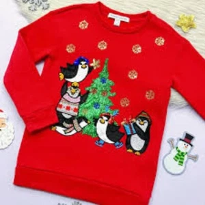 Celebrate Together Penguins Kid's Christmas Sweater Red Size XL NWT - Picture 1 of 7