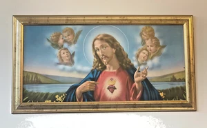 Gemälde Jesus Christus Ikone Jesu Bild Jesus Herz heiliger Bilder 77 cmx 42 cm - Bild 1 von 9