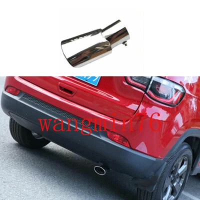 Tubo de punta de silenciador de escape trasero cromado 1 pieza apto para Jeep Compass 2017-2021 Foto 1 de 4