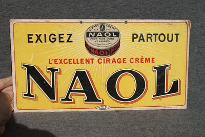 Ancien Carton Publicitaire Cirage Crème à la Cire Naol Unis France - Photo 1/4