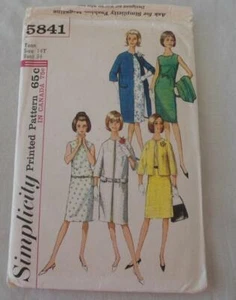UC FF Vtg 60s Simplicity Teen Sewing Pattern 14T Dress & Coat Suit #5841 - Picture 1 of 2