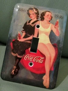 VTG Coca Cola 1886-1936 50th Anniv Swimsuit Girls Ad Single Switch Plate wScrews - Picture 1 of 9