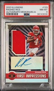 2023 Panini Illusions #129 Rashee Rice PSA 8 (RC,Auto, Mem) /399 Pop 3 - Picture 1 of 2