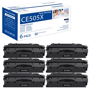 6PK Black CE505X 05X Toner Cartridge Compatible for HP P2055d P2055dn Printer - Picture 1 of 8