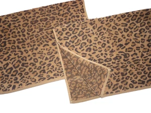 ROYAL COMPANY ARAGON LEOPARD ANIMAL BROWN TAN (2) HAND TOWELS SET 18X25 - Picture 1 of 4
