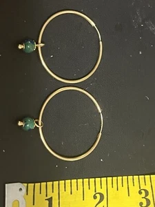 NWOT Versatile Large 1.5” 14K Malachite Earrings W/ Or W/Out. 3.34 g. Signed. - Picture 1 of 2