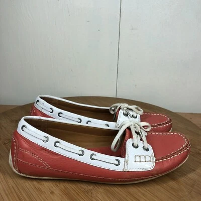 Sebago Shoes Womens 7.5 M Boat Flats Driving Loafers Bala Leather Red White - Image 1 of 4
