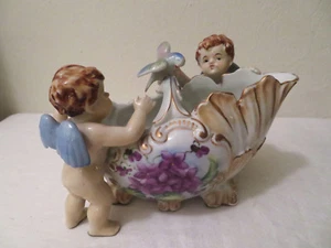 Vintage Ucagco China Cherubs Bird Candy Dish Bowl Hand Painted Japan - Imagen 1 de 8