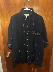 Camicia uomo Tommy Bahama nera ananas con bottoni taglia XL 100% seta palma - Foto 1 di 7