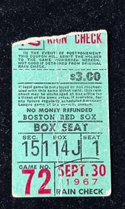 Carl Yastrzemski HR 1967 Boston Red Sox Ticket Sept.30/MVP/Yaz/Champs⚾️ - Picture 1 of 3