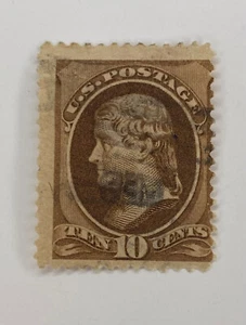US Scott #209 Single 10 cent stamp brown U.S. Jefferson 1881-1882 used HNG M066 - Picture 1 of 2