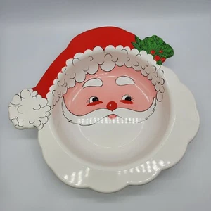 Vintage Ullman Kunststoff Weihnachtsmann Gesicht Servierschüssel Chips Süßigkeiten Salat Schale Retro - Bild 1 von 6