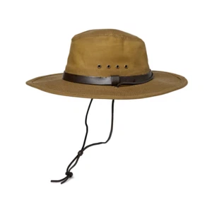 Filson Tin Bush Hat 11060035 MADE IN USA Khaki Tan String Leather Chin Strap CC - Picture 1 of 1