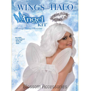 A419 White Angel Wing Kit Halo Adult Ladies Fairy Wings Xmas Halloween Accessory