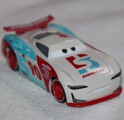 Disney Pixar Cars 3 New Gen Paul Conrev Bumper Save No 90 1/55 Metall Vitrine - Bild 1 von 4