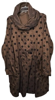 Mycra Pac пальто Sz M / L легкий коричневый двусторонний в горошек США - Изображение 1 из 4