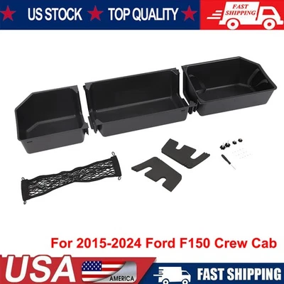Under Rear Seat Storage Box Compatible with 2015-2022 Ford F150（Black） Foto 1 de 4