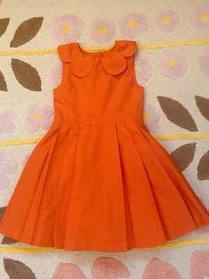 Vestido Jacadi Paris Niña Naranja Profundo con Collares de Pétalos. Totalmente Forrado - Talla 12T Foto 1 de 4